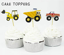 Load image into Gallery viewer, Construction Birthday Party Supplies Dump Truck Party Decorations Kits Set with 2 Foil Balloons, Balloons Garland, Construction Backdrop, Caution Tape, Vehicle Banner, Cake Toppers, Traffic Signs, for
