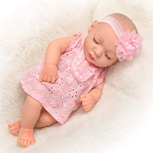 Load image into Gallery viewer, Ecore Fun 10 inch Newborn Reborn Baby Girl Doll and Clothes Set Realistic Washable Silicone Baby Doll with Soft Pink Flower Pattern Clothes and Headband
