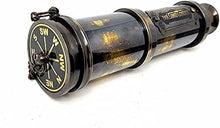 Load image into Gallery viewer, Marine Nautical Theme Antique Brass Marine Telescope Solid Brass Telescope Leather Box
