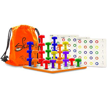 Load image into Gallery viewer, Skoolzy Pattern Play Peg Board Fine Motor Stacking Sensory Toys - Montessori 1 2 3 4 Year Old Toddler Toys, Preschool Kids | 30 Lacing Pegs Blocks for Learning Games, Dice Colors Sorting Counting Toy
