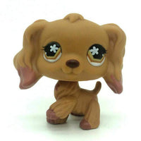 Littlest pet Shop LPS#716 Kid Toy Brown Cocker Spaniel Dog Flower Eyes