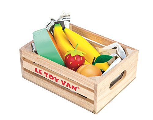 Le Toy Van Honeybake Collection Fruits '5 A Day' Food Crate Premium Wooden Toys for Kids Ages 3 Years & Up