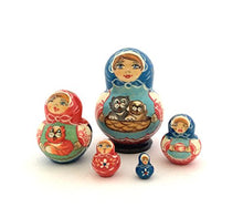 Load image into Gallery viewer, Nesting Dolls Russian Hand Carved Hand Painted 5 Piece Set CAT and Dog Lovers
