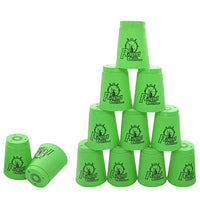 Erlsig Quick Stacks Cups 12 Pack of Sports Stacking Cups Training Game Challenge Competition Party Toy with Carry Bag (Green)