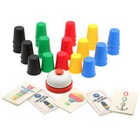Vinciph Quick Cups Games for Kids Intellectual Flying Stack Cups,Stacking Cups Games Parent-Child Interactive Game with 24 Picture Cards, 30 Cups