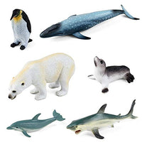 Sea Animals Toys for Kids, Yarloo Realistic Sea Creatures, Solid Ocean Animal Figures Bath Toys for Toddlers, 6 Pieces Ocean Party Favors Include: White Shark, Humpback, Dolphin,Polar Bear and More