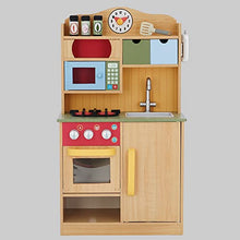 Load image into Gallery viewer, Teamson Kids Little Chef Florence Classic Play Kitchen with Oven, Stove, Mircowave and Sink, Tan/Multicolor, TD-11708A-AMZ , Brown

