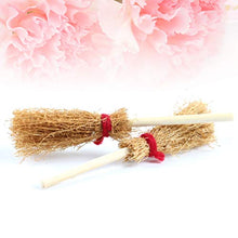 Load image into Gallery viewer, HEALLILY Mini Broom Straw Craft Decoration Artificial Brooms with Red Rope Witches Accessory for Halloween Party 12Pcs 9.54x4 x2cm

