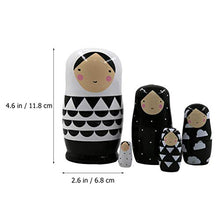 Load image into Gallery viewer, NUOBESTY Russian Nesting Doll Set, Black and White Russian Doll Decoration Ornaments Kids Educational Toys 5Pcs
