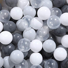 Load image into Gallery viewer, PlayMaty Colorful Ball Pool Pit Balls - 100 Pieces Phthalate Free BPA Free Plastic Ocean Balls Crush Proof Stress Balls for Kids Playhouse (100Balls-Gray/Light Gray/White/Clear)
