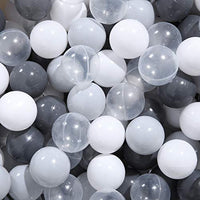 PlayMaty Colorful Ball Pool Pit Balls - 100 Pieces Phthalate Free BPA Free Plastic Ocean Balls Crush Proof Stress Balls for Kids Playhouse (100Balls-Gray/Light Gray/White/Clear)