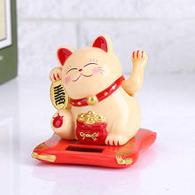 Load image into Gallery viewer, Agatige Lucky Cat Solar Powered, Maneki Neko with Waving Arm for Money and Good Luck Cat Figurines Collectibles(Yellow)
