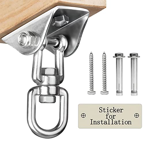 Aisto Swing Hanger Swivel Hook for Swing Sets Porch Wood Concrete Ceiling Silent 304 Stainless Steel 1000 Lb Capacity Heavy Duty for Yoga Playground