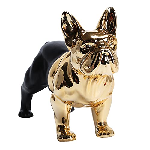 JJW Piggy Bank Matte Black and Gold Piggy Bank Cute Ceramic Dog Money Bank Large Coin Bank with Rubber Stopper Money Box for Kids 13.3x10.8in Coin Bank (Color : Piggy Bank)