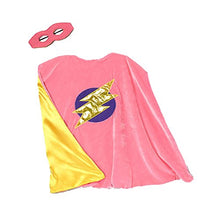 Load image into Gallery viewer, StoryBook Wishes Pink &amp; Yellow Reversible Bolt Cape &amp; Mask
