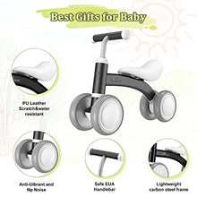 Load image into Gallery viewer, Baby Balance Bike Cute Toys for 1 Year Old Boy and Girl 12-36 Months Toddler Bike Baby Walker Riding Gifts for Boys Girls No Pedal Infant 4 Wheels Baby&#39;s First Birthday Gift (Black)
