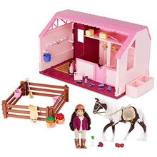 Load image into Gallery viewer, Lori Dolls  Mini Doll, Toy Horse &amp; Stable  6-inch Horseback Riding Doll, Barn &amp; Accessories  Playset with Working Lights &amp; Water Feature  Philippas Horse &amp; Stable Set  3 Years +, (LO37084Z)
