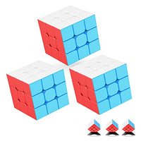 3pc Speed Cube 3x3x3 Jurnwey Stickerless with Cube Tutorial - Turning Speedly Smoothly Magic Cubes 3x3 Puzzle Game Brain Toy for Kids and Adult
