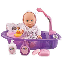 Load image into Gallery viewer, Liberty Imports Little Newborn Baby 13-Inch Bathtime Doll Bath Set - Real Working Bathtub with Detachable Shower Spray and Accessories for Kids Pretend Play
