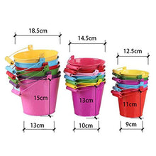 Load image into Gallery viewer, NUOBESTY 6pcs Mini Metal Buckets Tin Pail with Handle for Party Favors Candy French Fries Plants Herbs Succulent Planter Holder Random Color Crafts 18. 5CM
