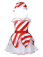 Load image into Gallery viewer, QinCiao Toddler Kids Girls Santa Claus Christmas Costume Sequined Tutu Dress with Hat for Ice Skating/Ballet Dancewear White&amp;Red 10
