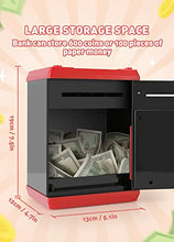 Load image into Gallery viewer, PLAYSHEEK Piggy Bank for Girls Boys Large Electronic Money Coin Banks with Password Protection, Automatic Paper Money Scroll Saving Box, Great Gift for Kids (Black-Red)
