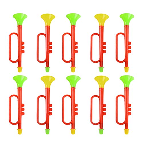 TOYANDONA 10Pcs Kids Trumpet Toys Plastic Plastic Noise Makers Cheering Prop Musical Toy Instruments Playset for Wedding Concert Sport Party Favors (Random Color)