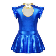 Load image into Gallery viewer, zdhoor Kids Girls 2Pcs Metallic Halloween Dance Costume Outfits Stage Performance Gymnastics Leotard Dress Blue_Yellow 4
