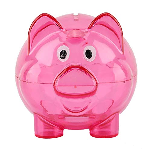 idalinya Pig Bank Money Box Kids' Toy Cute Colorful Cartoon Shape Birthday Gift Decorate Transparent Plastic Coin Collectible Saving Container(Rose Pink)