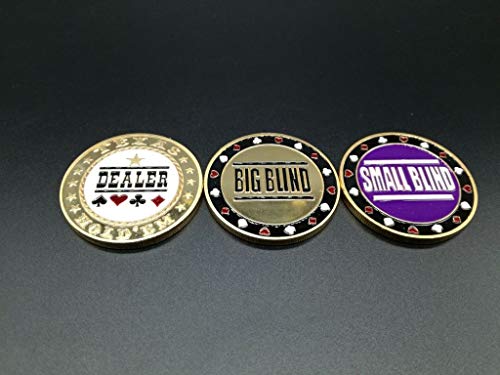 Set of 3 Metal Poker Buttons - Dealer, Small Blind, Big Blind