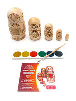 Blank Nesting Dolls for Self-Coloring. Set of 5 Traditional Matryoshka Unpainted Nesting Dolls, 4.2 inches