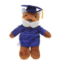 Load image into Gallery viewer, Plushland Fox Plush Stuffed Animal Toys Present Gifts for Graduation Day, Personalized Text, Name or Your School Logo on Gown, Best for Any Grad School Kids 12 Inches(Royal Cap and Gown)
