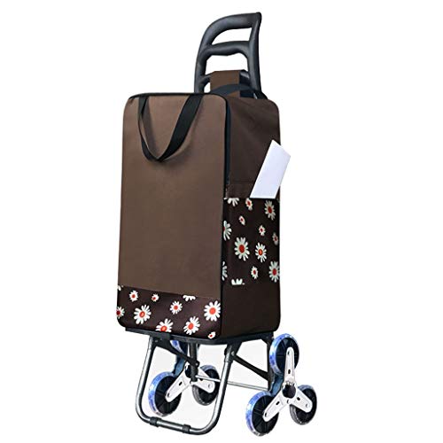 Portable Shopping Cart Foldable Light Shopping Cart Home Grocery Shopping Cart (Color : Brown)