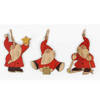 GANFANREN 3Pcs Santa Claus Christmas Pendants Ornaments Wooden Craft for Christmas Tree Hanging Party decoration Kids toys