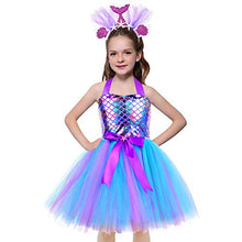 Load image into Gallery viewer, G.C Sequin Mermaid Dress for Girls Tutu Halloween Costume Outfit Fancy Birthday Cosplay Party Dress up
