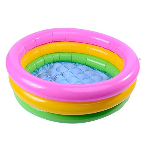 Three Layer Inflatable Pool, Round Swimming Pool Multicolored Glow Inflatable Colorful Baby Swimming Pool for Outdoors Backyard Lawn Yard(90cm)