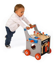 Load image into Gallery viewer, Janod Brico&#39;kids Magnetic DIY Trolley  Durable Walker That Doubles as a Tool Workbench with 26 Accessories  Develops Coordination and Fine Motor Skills  Ages 18+ Months
