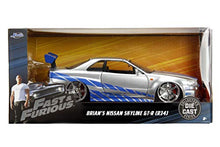 Load image into Gallery viewer, Jada Toys Fast &amp; Furious Brianâ??S 2002 Nissan Skyline R34 Die Cast Car, 1:24 Scale, Silver &amp; Blue
