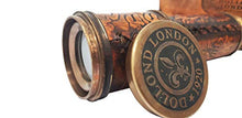 Load image into Gallery viewer, Brass Nautical - Antique Working Telescope/Spyglass Replica in Leather Box, with Glass Optics, Extendable to 14 inches, Made of Pure Brass, Decorative Kids Scope
