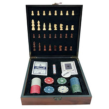 Load image into Gallery viewer, EEkiiqi Portable Travel Game Set 4 in 1 Chess Game Set Wood Chess Pieces Trave Chess Set Poker Dice/Poker Chips Family Party Entertainment Table Board Games
