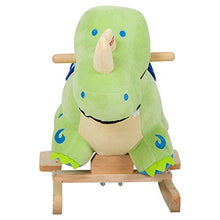 Load image into Gallery viewer, Qaba Kids Plush Ride-On Rocking Horse Toy Dinosaur Ride on Rocker Green with Realistic Sounds
