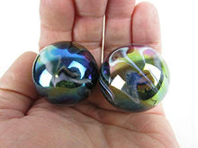 Load image into Gallery viewer, 2 BOULDERS 35mm Milky Way Marbles Glass Ball Oil Slick Large Huge Swirl
