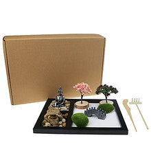 Load image into Gallery viewer, Mini Japanese Desktop Zen Garden Life with Tray, White Sand,Buddha,River Rocks,Pebbles, Rake Tools Set for Meditation and Relaxation,Sand Tray Play Kit for Home Office Desktop Fidget Toys
