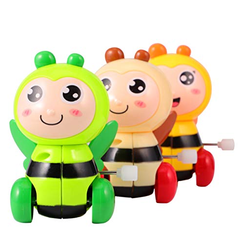 Toyvian 3PCS Wind Up Toys Bee Jumping Clockwork Walking Toys Birthday Party Favor Supplies Random Color