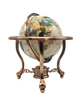 Load image into Gallery viewer, Limited Edition! Unique Art Since 1996 Pearl Swirl Table Top Gemstone World Globe with Tripod Vintage Copper Zinc Alloy Stand (220MM/9 INCHES/Pearl Ocean/Copper)
