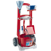 Theo Klein 6741 Vileda Broom Trolley I with Mop, Bucket, Broom and Much More I Vileda Design I Dimensions of Trolley: 29 cm x 24 cm x 60 cm I Toy for Children Aged 3 Years and up