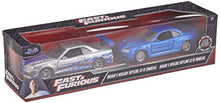 Load image into Gallery viewer, Fast &amp; Furious Brian&#39;s Nissan Skyline GT-R R34 Silver &amp; Nissan GT-R R34 Blue 1:32 Die - cast Car, Toys for Kids and Adults
