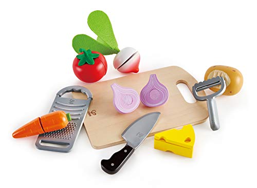 Hape Cooking Essentials Toy | Play Food Cutting Vegetables Set for Kids, Wooden Food Kitchen Accessory Toys