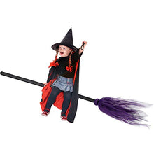 Load image into Gallery viewer, 3 Pieces Halloween Witch Broom Plastic Witch Broomstick Kids Broom Props Witch Broom Party Decoration for Halloween Costume Decoration, 3 Colors (Green, Purple, Orange)
