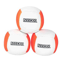 Zeekio Lunar Juggling Balls - [Set of 3], Professional UV Reactive, 6-Panel Balls, Synthetic Leather, Millet Filled, 110g Each, White/Orange